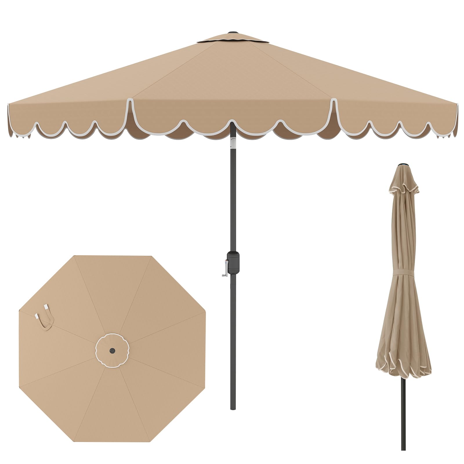 Tangkula 2 Tiers Scalloped Outdoor Table Market Umbrella with Tilt Adjustment